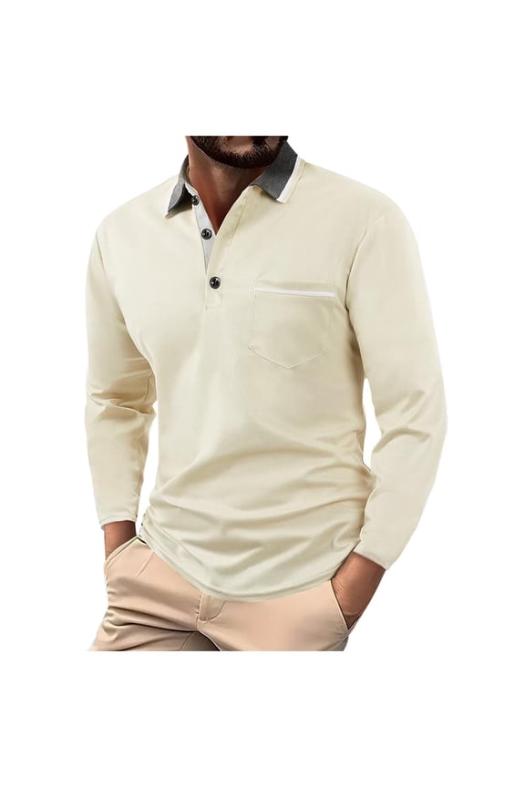 Beige Man Long Sleeve Tops Color Block Blouses for Man Turtle Neck Lounge Fish Net Plain Summer Fall Shirt Button Up 2026 Clothing Y2K M