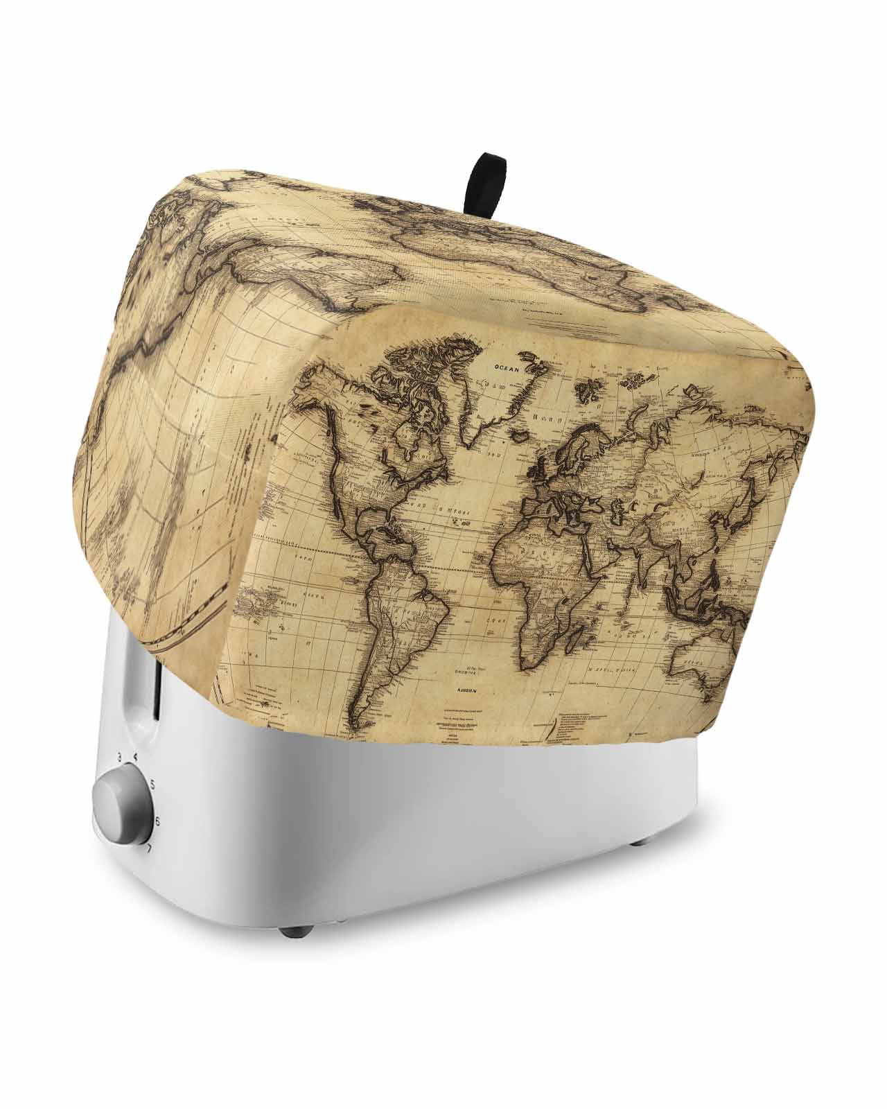 Beige Map Toaster Cover 4 Slice, Large Kitchen Appliance Covers, Retro ...