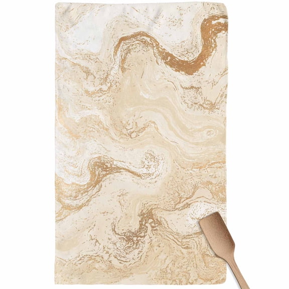 Beige Marble Kitchen Towel Dish Cloths Set of 1, Microfiber Soft Kitchen Hand Towels, Chic Neutral Minimalist Fluid Aesthetic Absorbent Quick Drying Dishcloths 18 x 28 Inches