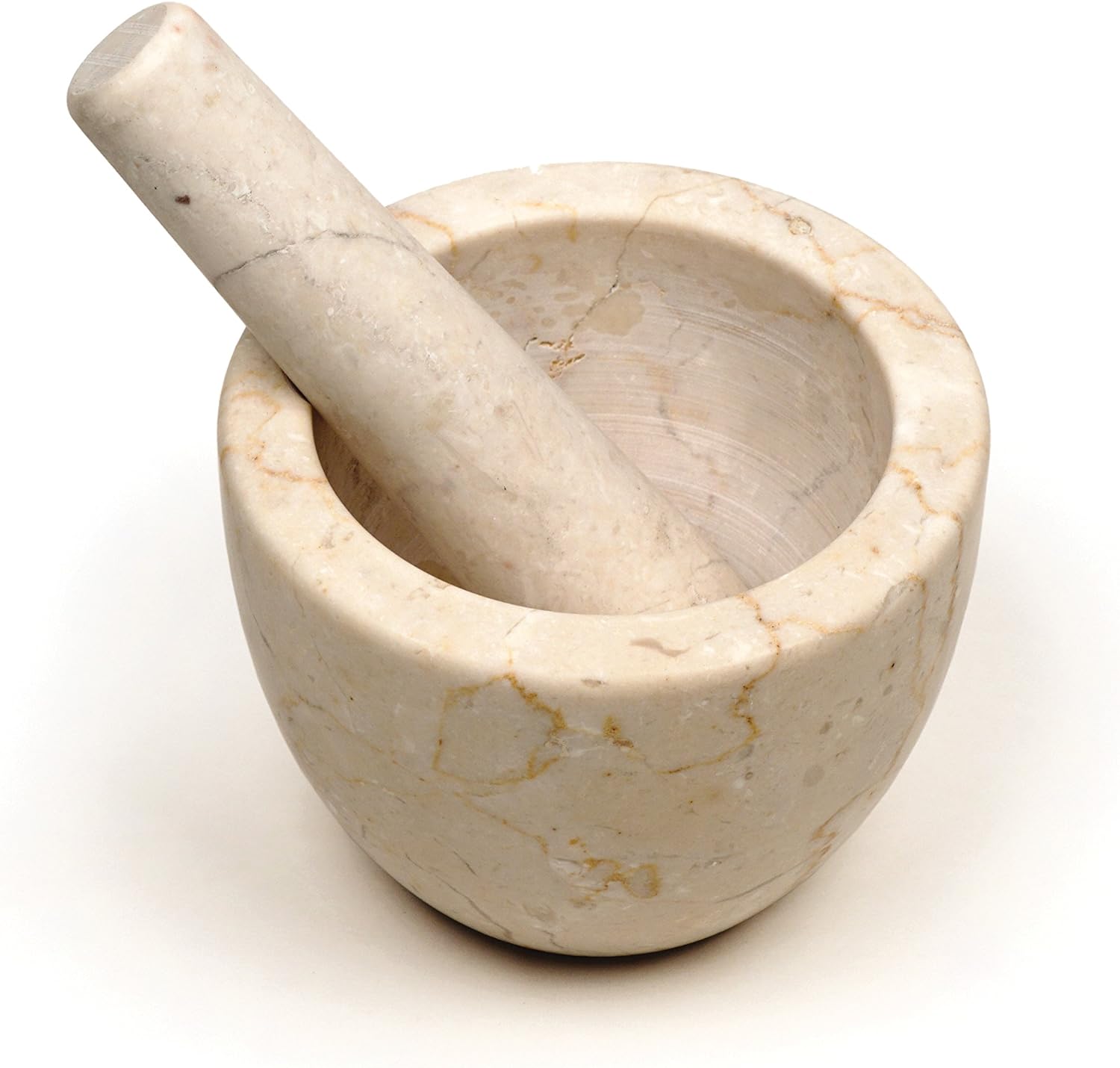 Beige Marble Mortar & Pestle, 3 Ounce Grind Spices, Powder Pesto