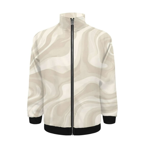 Beige Marble Swirling Pattern Texture Jacket Men's Street Cool Long Sleeves Coat Personality Tops Oversized Zipper Jackets Male Clothes