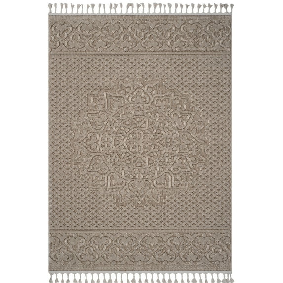 Beige Medallion Area Rug 8x10 - Non-shedding, Fits Under Furniture Study Room Decoration Stain , Enhances Learning