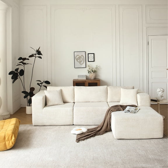 Beige & Medium-soft Seat Sectional Sofa - Living Environment, Add Warmth