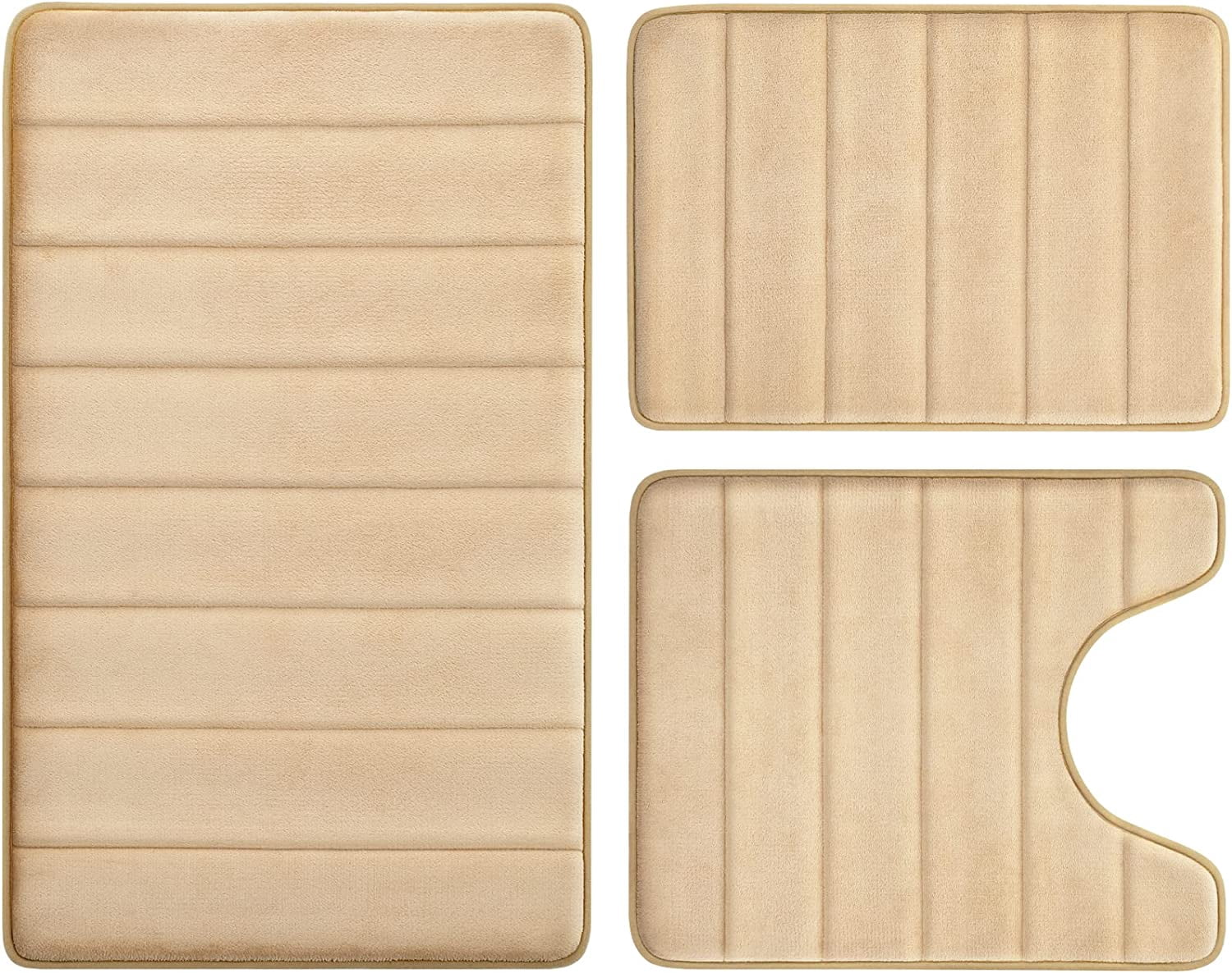 GUBIYU 3-Piece Bath Mat Set - Thick, Non-Slip, Super Absorbent Rugs For Bathroom Floor & Toilet - View #9