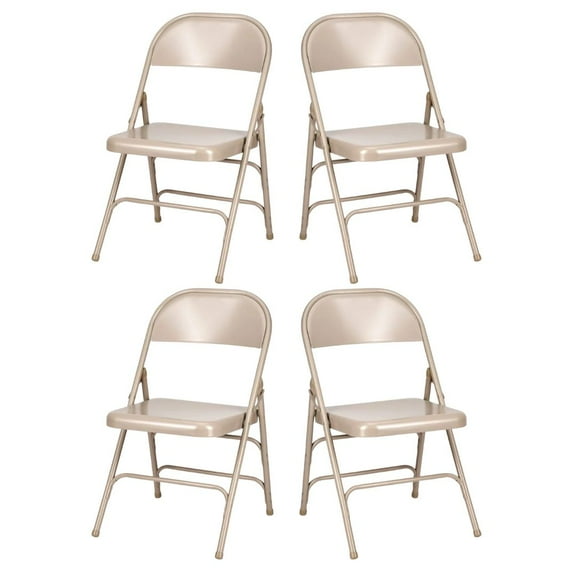 Beige Metal Folding Chair - Sold in Sets of 4 by Chivari