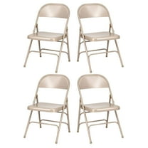 Beige Metal Folding Chair - Sold in Sets of 4 by Chivari