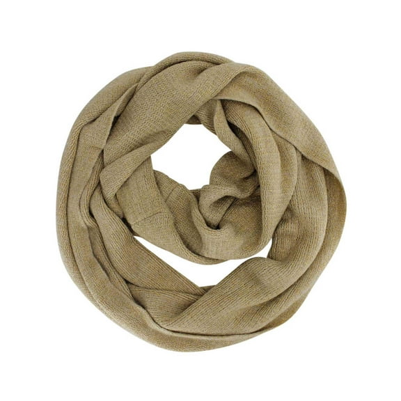 Beige Metallic Winter Knit Circle Infinity Scarf
