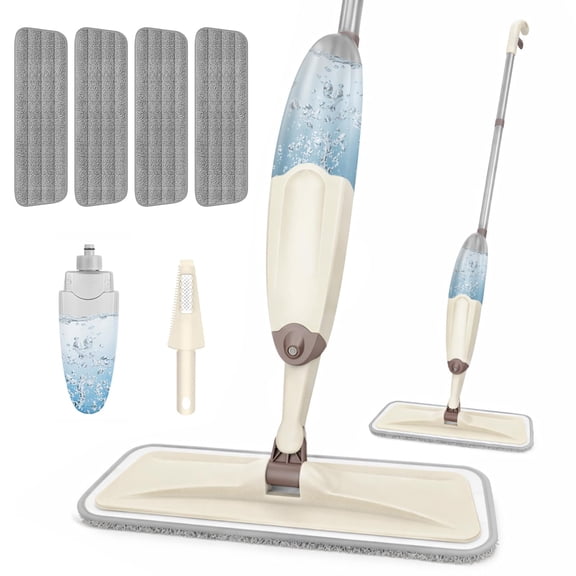 Beige Microfiber Spray Mop For Multi-Surface Floor Cleaning