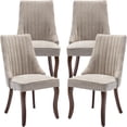 thumbnail image 1 of Beige Mid Century Dining Chairs Set of 4, Modern Kitchen & Dining Room Chairs Set of 4, Fabric Upholstered Kitchen Chairs for Dining Table, Sillas de Comedor, Wood Legs (Beige, 4 Pcs), 1 of 12