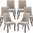 thumbnail image 1 of Beige Mid Century Dining Chairs Set of 6, Modern Kitchen & Dining Room Chairs Set of 6, Fabric Upholstered Kitchen Chairs for Dining Table, Sillas de Comedor, Wood Legs (Beige, 6 Pcs), 1 of 12