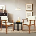 thumbnail image 1 of Beige Mid-Century Fabric Upholstered Arm Chair, Dining chair, Set of 2, 1 of 9