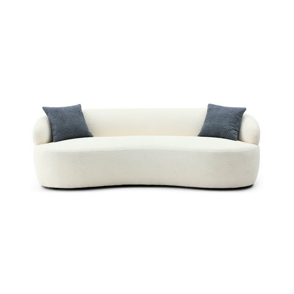 Beige Mid Century Modern Curved , 3 Seat Fabric Couch For Living Room, Bedroom, Office, Relaxing And Fascinating Soft