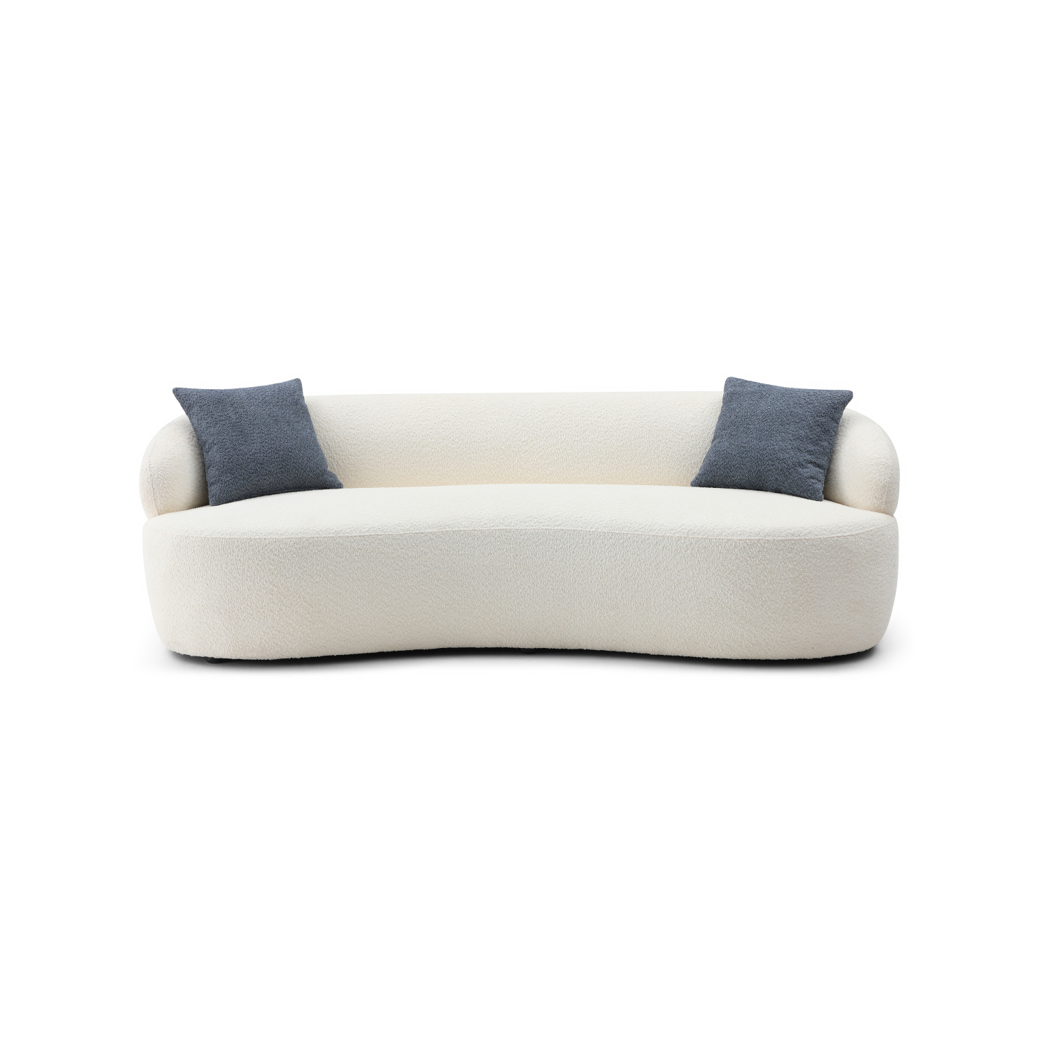 Beige Mid Century Modern Curved Sofa, 3Seat Cloud Couch in Boucle Fabric, Comfortable and