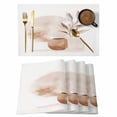 thumbnail image 1 of Beige Modern Art Placemats Set of 6 Abstract Art Botanical Place Mats Indoor Wipeable Table Mats Washable Cloth Dining Table Placemats for Kitchen Holiday Party Home Decor 13x19 Inch, 1 of 9