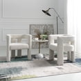 thumbnail image 1 of Beige Modern Bouclé Accent Chairs, Set of 2, Fully Upholstered Minimalist Side Chairs, 1 of 13