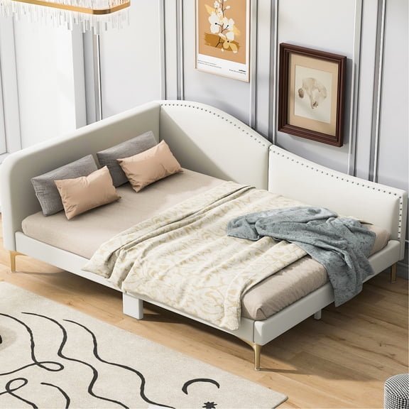 Beige, Modern Design Daybed with Backrest and Armrest - A Great Addition to Home Offices