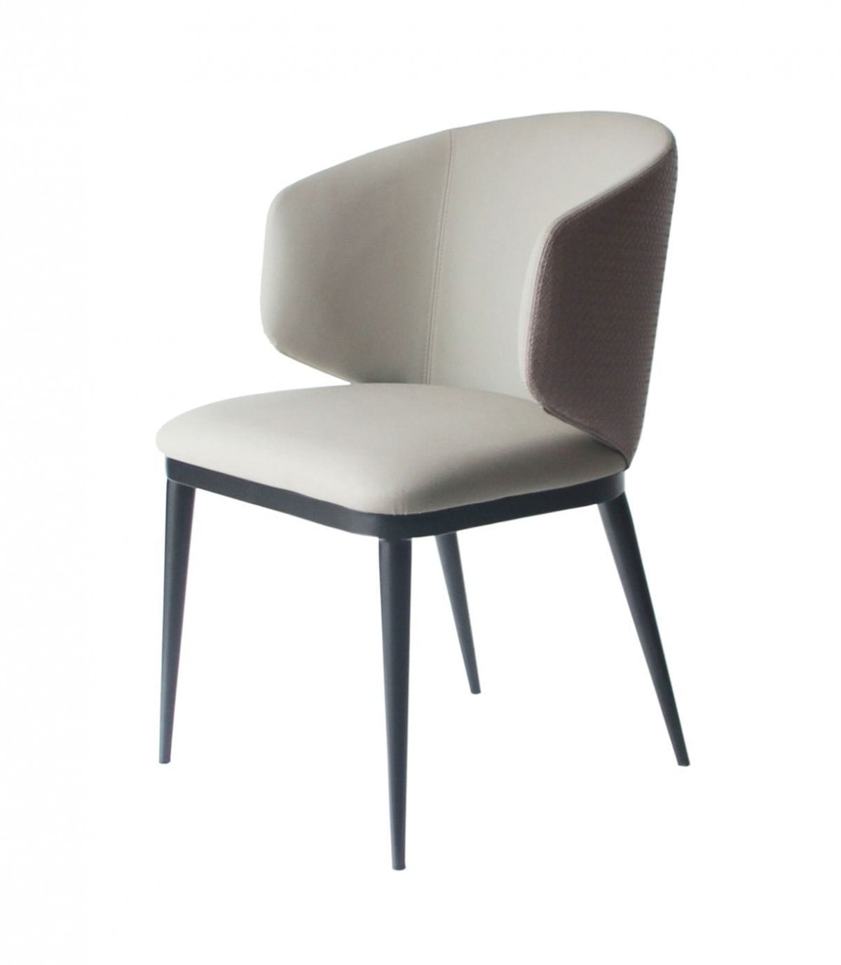 Elegant Beige Faux Leather Dining Chair with Metal Base