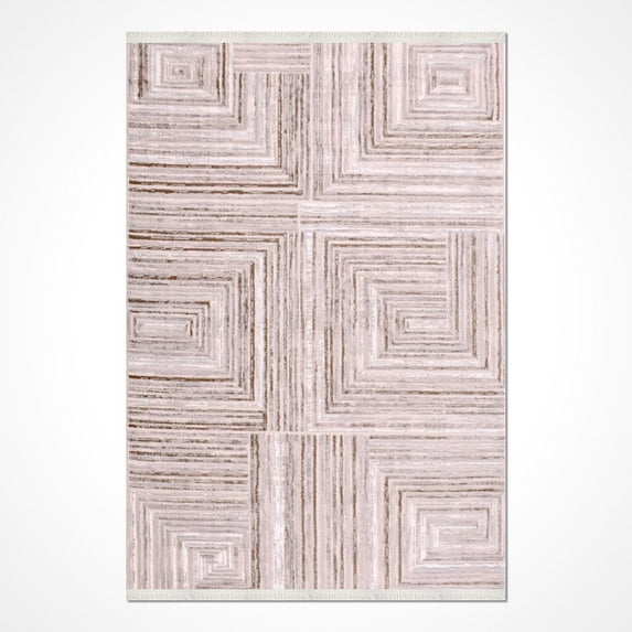 Beige Modern Micropolyester Area Rugs for Living Room Jacquard Textured Modern Rugs Soft Geometric Rug for Bedroom Washable Rug Non-Slip Bohemian Carpet Perfect for Dining Room Office Beige