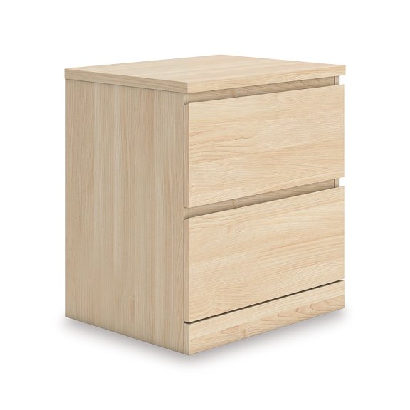 Beige Modern Nightstand With 2 Smooth-Gliding Drawers, 19.6W x 15.4D x