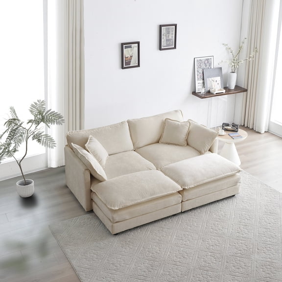 Beige Modular Set, High - end Chenille - Supportive Design & Re - assembly - Family Dining Aftermath Area - Comfort Break