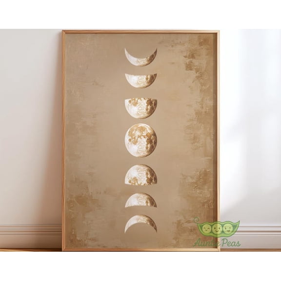 Beige Moon Phases Celestial Wall Art Print, Unframed Paper Poster 8x10in