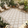 thumbnail image 1 of Beige Moroccan Outdoor Rug 3x5 Ft - Reversible Patio Rug Outdoor Camping Rugs, Morocco Geometric Quatrefoil Lattice Washable Indoor Outdoor Area Rugs, Non-Slip Outdoor Carpet Runner for Deck/Porch, 1 of 8