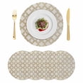 thumbnail image 1 of Beige Moroccan Round 13 Inch Placemats Set of 4, Geometric Abstract Art Modern HeatResistant Non Slip Place Mats for Dining Table, Wipeable Braided Kitchen Table Mats for Housewarming, 1 of 9