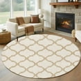 thumbnail image 1 of Beige Moroccan Round Area Rug 7Ft Washable Circle Rugs for Dorm Laundry Room, Morocco Geometric Quatrefoil Lattice Non-Slip Carpet Floor Mats Indoor Outdoor Carpet Runner Aesthetic Home Decor, 1 of 8