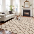 thumbnail image 1 of Beige Morocco Pattern Area Rug 5x7 FT, Non Slip Bedroom Throw Carpet, Modern Moroccan Geometric Abstract Art Washable Soft Floor Carpet Non-Shedding Rug for Dining Room Bedside Classroom Desk, 1 of 9