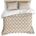 thumbnail image 1 of Beige Morocco Pattern Bedding 3 Piece Duvet Cover Set Twin Size, Modern Moroccan Geometric Abstract Art Soft Microfiber Comforter Cover with Zipper Closure & Pillowcases, FadeResistant Quilt Cover, 1 of 9