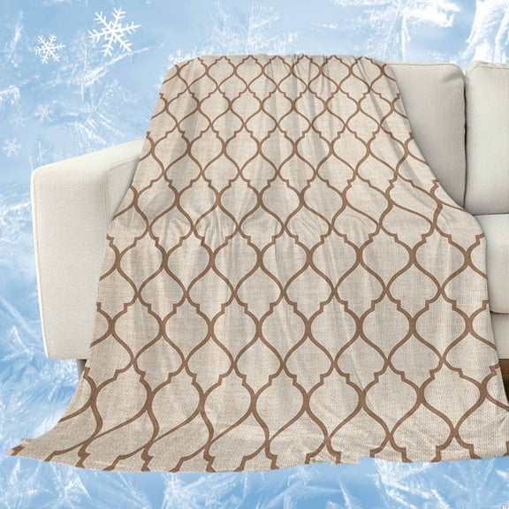 Beige Morocco Pattern Cooling Blanket,Lightweight Summer Throw Blanket with Double Sided Cold Effect,Modern Moroccan Geometric Abstract Art Picnic Blankets Bed Sheet for Hot Sleepers 30"x40"