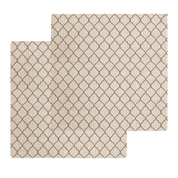 Beige Morocco Pattern Dish Towels Set,Waffle Weave Kitchen Towels 2PCS,Modern Moroccan Geometric Abstract Art Microfiber Hair Face Bath Tea Towel Absorbent Quick Drying Cleaning Dish Cloths,12"x12"