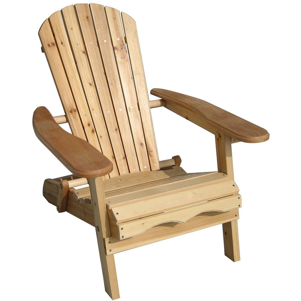 Natural Wood Foldable Adirondack Patio Chair with Arms