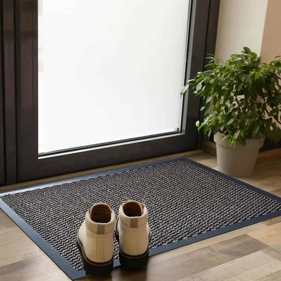 Evideco Tan Lea PVC Door Mat 32x24 Inches - Non-Slip Backing, Weather Resistant - Indoor Outdoor - Front Door Mat for Entryway, Porch, Patio