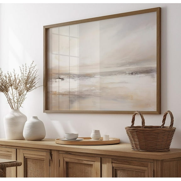 Beige Ocean Abstract Poster Wall Decor Beige and Grey Tones Landscape Canvas Art Prints Painting Picture Artwork Home Christian Decoration No Frame