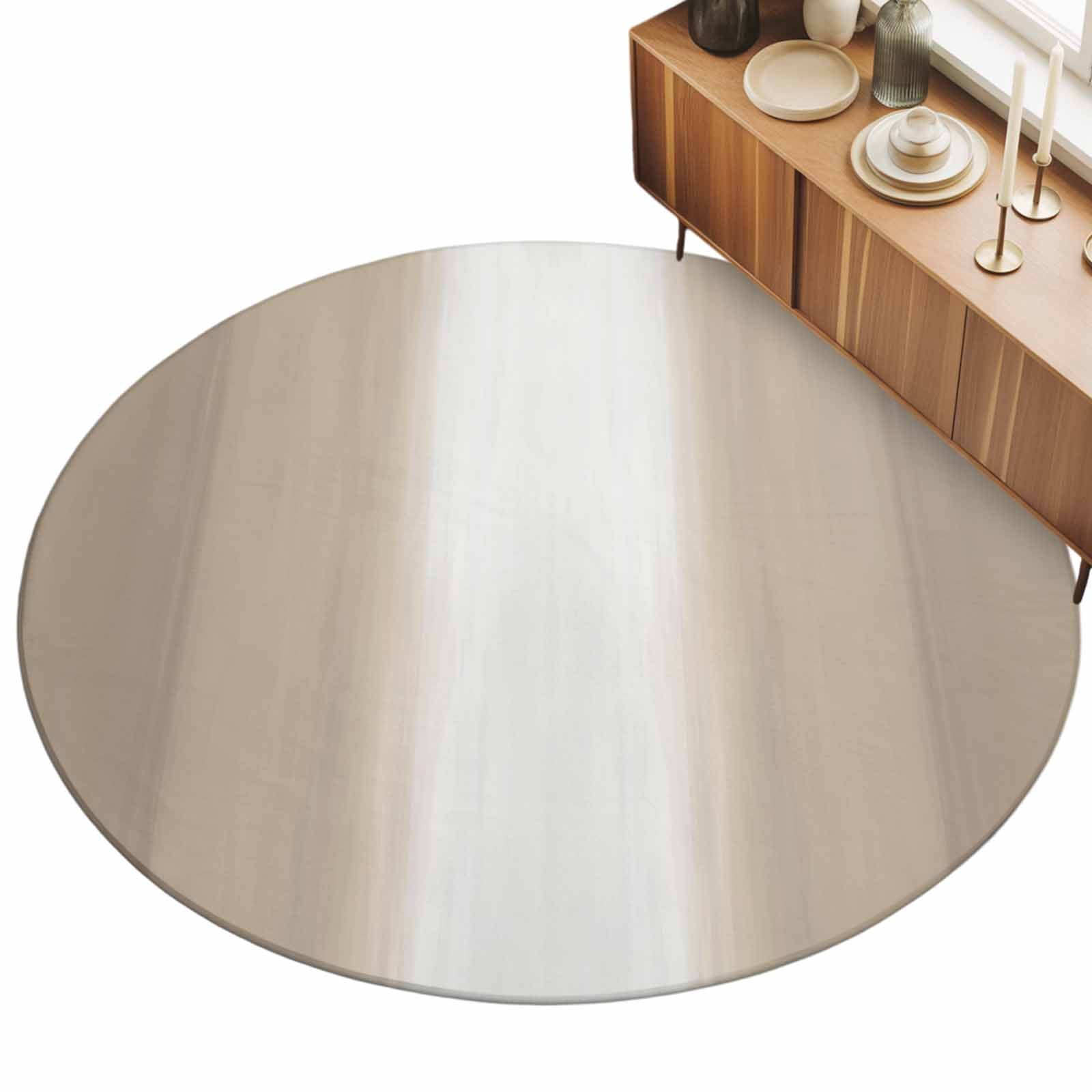 Beige Ombre Area Rugs 4' (Round) Abstract Khaki Ombre White Stripes ...