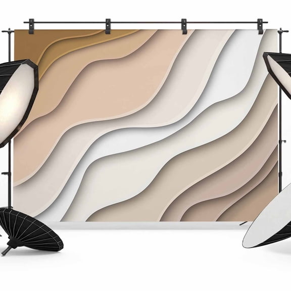 Beige Ombre Backdrop for Photoshoot,Photography Photo Studio Background Wall Backdrop,Modern Geometric Abstract Aesthetic Cream Back Drop Banner Panel for Portraits Wedding Party Live Streaming 7x5Ft