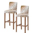 thumbnail image 1 of Beige Ombre Bar Stool Covers Set of 2, Modern Geometric Abstract Aesthetic Cream Stretch Washable Bar Chair Covers with Backs, Removable Pub Counter Height Chair Cover for Kitchen Dining Room Cafe, 1 of 7