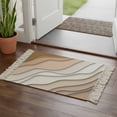thumbnail image 1 of Beige Ombre Bathroom Rug 2'x3', Modern Geometric Abstract Aesthetic Cream Low Profile Front Entryway Rug with Tassels, Woven Cotton Washable Kitchen Mat Carpet for Foyer Bedroom Back Door Decor, 1 of 9