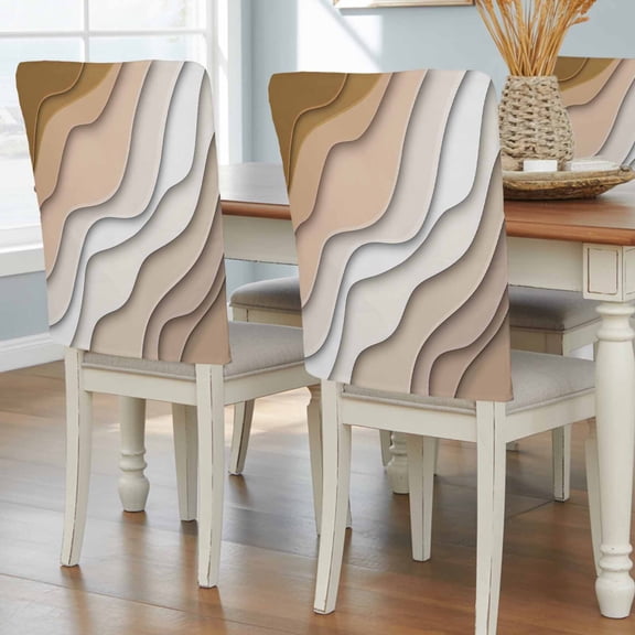 Beige Ombre Chair Back Covers, Removable Chair Covers for Dining Chairs Set of 4, Washable Chairs Slipcovers Back Seat Protector for Wedding Party 19"x20"