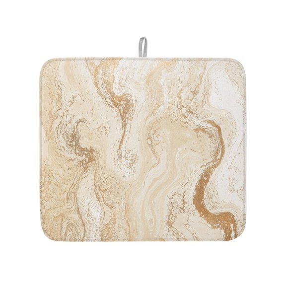 Beige Ombre Marble Texture Dish Drying Mats for Kitchen Counter,Absorbent Microfiber Dish Drainer Rack Mat Modern Fluid Aesthetic Drying Pad for Sinks,Utensils,Countertops,16x18in
