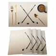 thumbnail image 1 of Beige Ombre Placemats Set of 6, Black Hockey Sticks Minimalist Style Placemats for Dining Table, Place Mats for Kitchen Tabletop, Waterproof Wipeable Dining Table Mats Set, 1 of 9