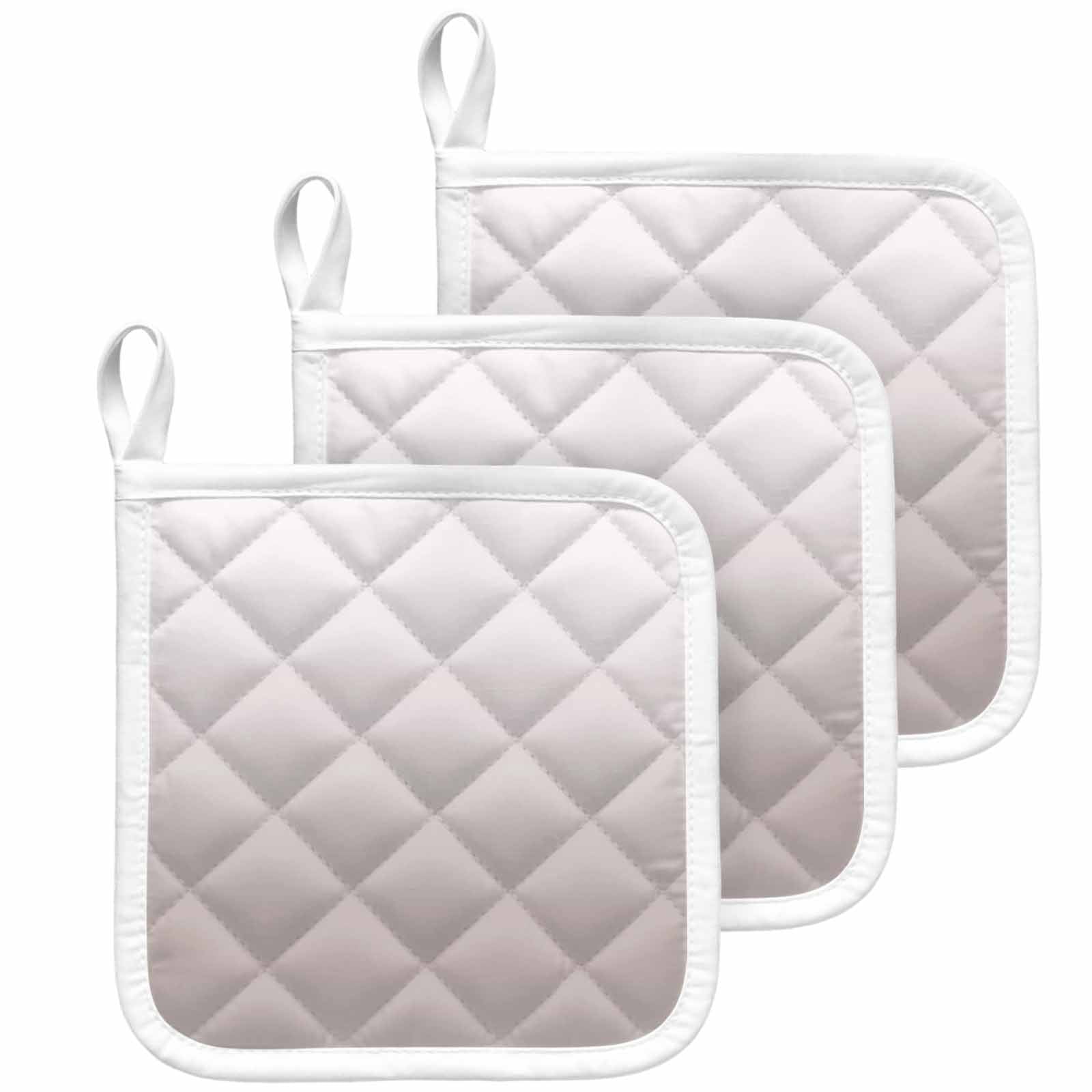 Beige Ombre Pot Holders for Kitchen Heatproof Potholder, 3 Pack White Gradient Modern Abstract Art Hot Pads Multipurpose Oven Pads Cloth Potholders Trivet for Cooking Baking