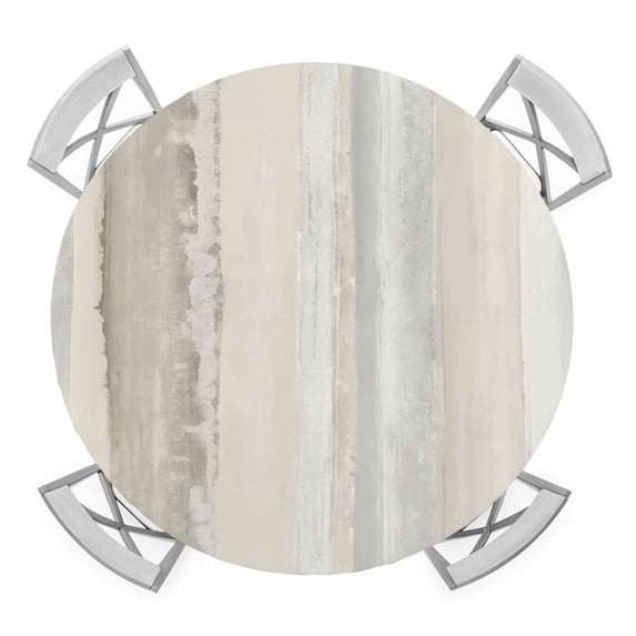 Beige Ombre Round Tablecloth for 36-44 Inch Tables, Fitted Table Cover with Elastic Edge, Vintage Modern Abstract Aesthetics Waterproof Outdoor Table Cloth Protector for Patio Garden Dinner Picnic