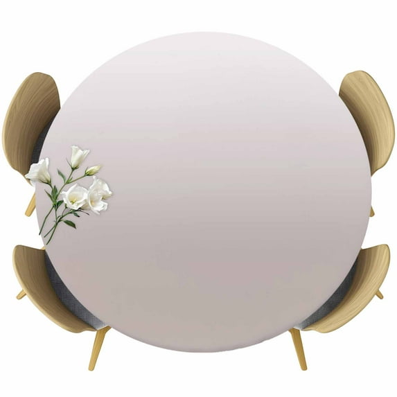 Beige Ombre Table Cloth, Round Fitted Tablecloths with Elastic Edge, White Gradient Modern Abstract Art Wipeable Waterproof Table Cover for Kitchen Wedding 55-60 Inches