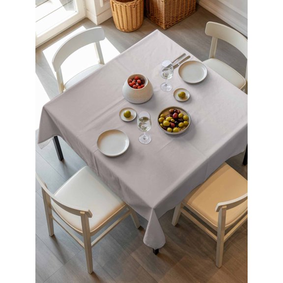Beige Ombre Tablecloth Square Table Cloth 54x54, Waterproof Outdoor Table Cloth Covers Decorative Table Protector, White Gradient Modern Abstract Art Washable Table Cover for Kitchen Dinning Party