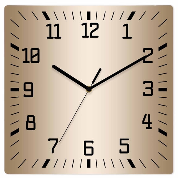 Beige Ombre Wooden Wall Clock Silent Non Ticking, Modern Gradient Abstract Art Square Wall Clocks Battery Operated, Decor Clock for Home Office, Living Room, Kitchen, 10 Inch