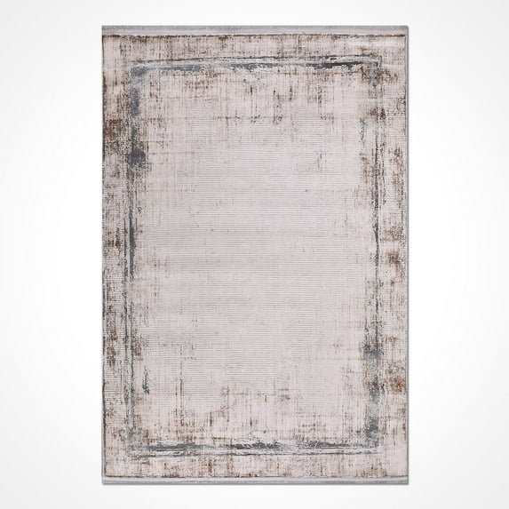 Beige Oriental Viscose Area Rugs for Living Room Jacquard Textured Modern Rugs Soft Geometric Rug for Bedroom Washable Rug Non-Slip Bohemian Carpet Perfect for Dining Room Office Beige