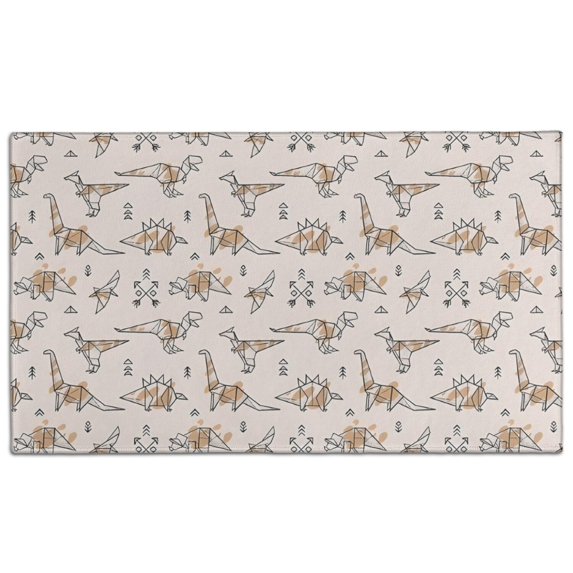 Beige Origami Dinosaurs Geometric Pattern Door Rugs,Washable Non Slip Door Mats Indoor,Decorative Door Mats,Entry Mat Indoor for Entrance,Bedroom,Kitchen,Bathroom,17"x30"