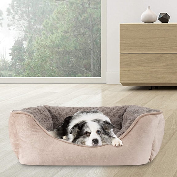 Beige Orthopedic Dog Sofa Bed - Rectangle Washable Soft Breathable, Anti-Slip Durable Calming Cuddler for Small/Medium/Large Dogs (Multi Sizes)